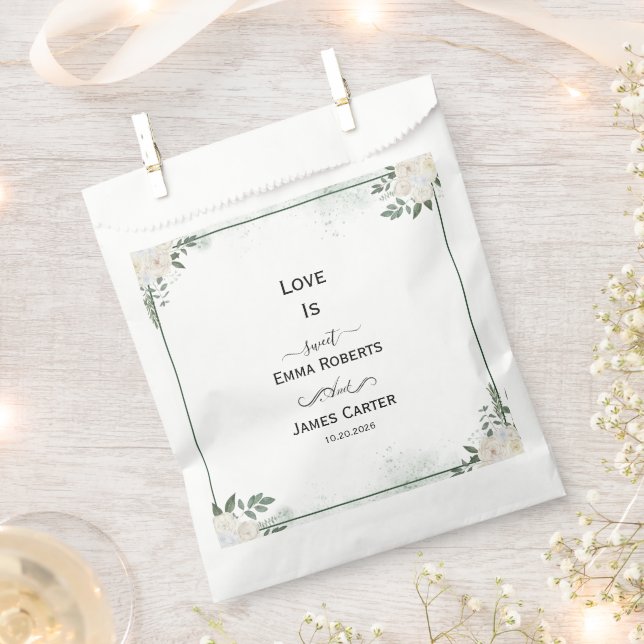 Greenery Love Is Sweet Favour Boxes Bags (Clipped)