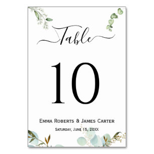 Greenery Luxury Script Wedding Table Number
