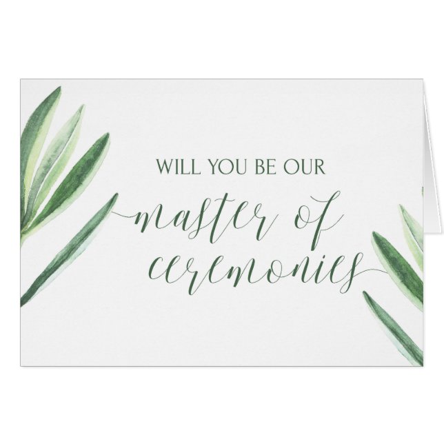 Greenery Master of Ceremonies Wedding Card (Front Horizontal)