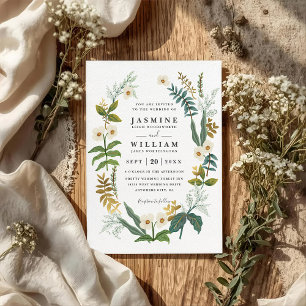 Greenery Meadow Garlan Floral QR Code Wedding Invitation