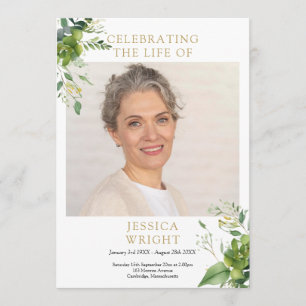 Greenery Memorial Funeral Order Of Service Programme