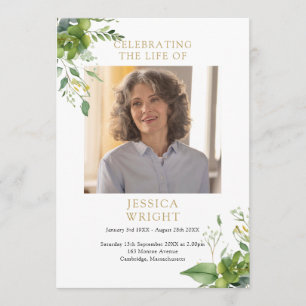 Greenery Memorial Funeral Order Of Service Programme