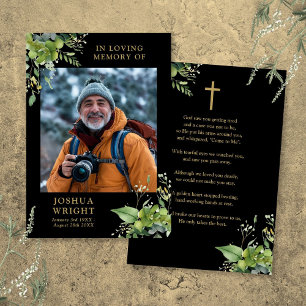 Greenery Memorial Funeral Prayer Photo Card