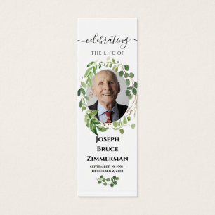 Greenery Memorial Poem Prayer Funeral Bookmark