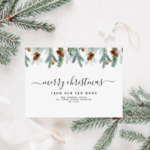  Greenery merry christmas moving announcement