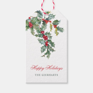 Greenery Merry Christmas Watercolor Script Family Gift Tags