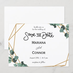 Greenery Minimal Save The Date Invitation