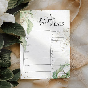 Greenery Minimal Script Text Weekly Meal Planner