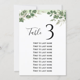 Greenery Minimal Wedding Seating Chart Invitation