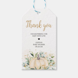 Greenery Minimalist Pumpkin Baby Shower Favour Tag