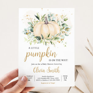 Greenery Minimalist Pumpkin Baby Shower Invitation