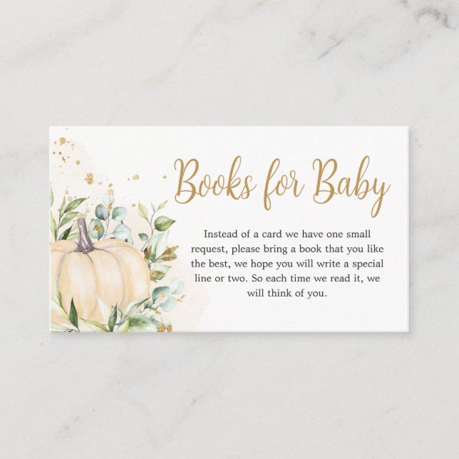 Greenery Minimalist Pumpkin Books for Baby Enclosure Card (Front)
