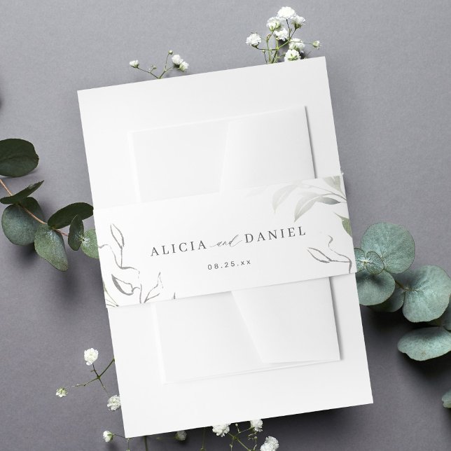 Greenery minimalist script wedding invitation invitation belly band (Creator Uploaded)