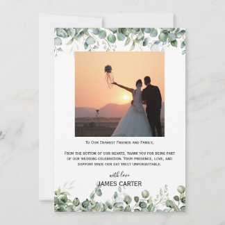 Greenery Minimalist Script Wedding Thank You Card