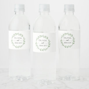 Greenery Minimalist Wedding Water Bottle Labels