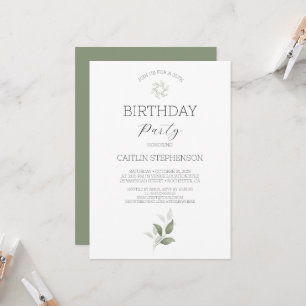Greenery Modern 35th birthday party Invitation