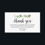 Greenery, Modern Black Script, Wedding Thank you Enclosure Card<br><div class="desc">This is the Greenery,  Modern Black script,  Wedding reception Enclosure Card. You can change the font colours,  and add your wedding details in the matching font / lettering. #TeeshaDerrick</div>