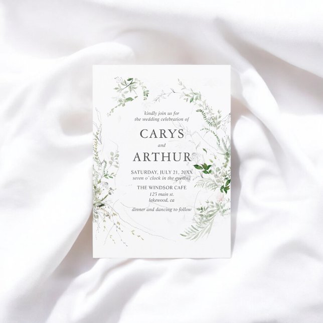 Greenery Modern Botanical Wedding Invitation (Creator Uploaded)