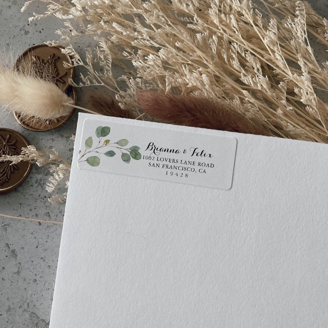 Greenery Modern Calligraphy Return Address Label (Creator Uploaded)