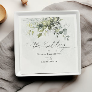 Greenery Modern Chic Minimalist Wedding Napkin