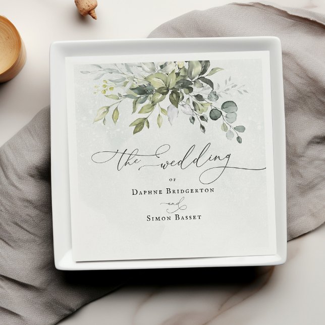 Greenery Modern Chic Minimalist Wedding Napkin (Creator Uploaded)