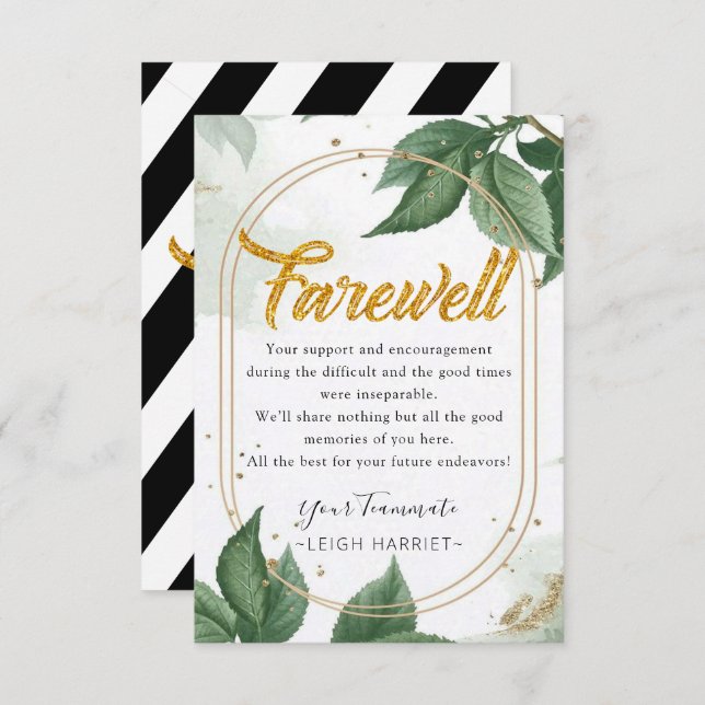 Greenery Modern Goodbye coworker farewell card (Front/Back)