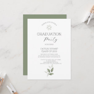  Greenery Modern Graduation Invitation