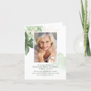 Greenery Modern Photo Funeral Sympathy Folded Thank You Card