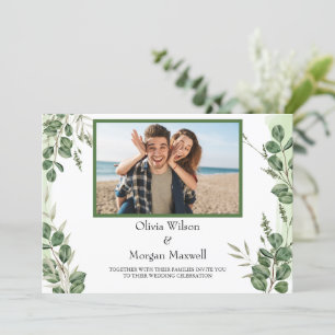 Greenery Modern Photo Save The Date Invitation
