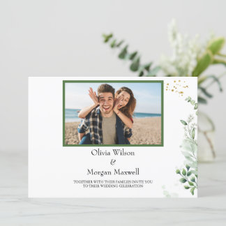 Greenery Modern Photo Save The Date Invitation