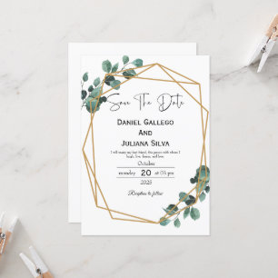 Greenery Modern Save The Date Invitation