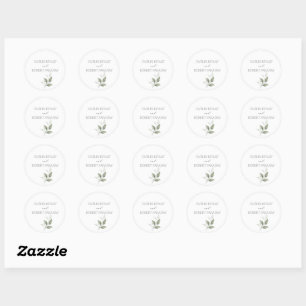 Greenery Modern Wedding  Classic Round Sticker