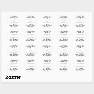  Greenery Modern Wedding  Classic Round Sticker