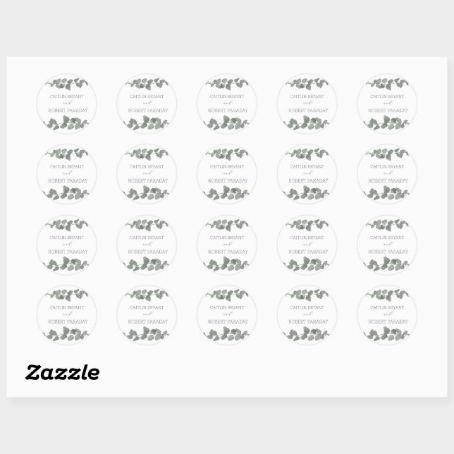  Greenery Modern Wedding  Classic Round Sticker (Sheet)