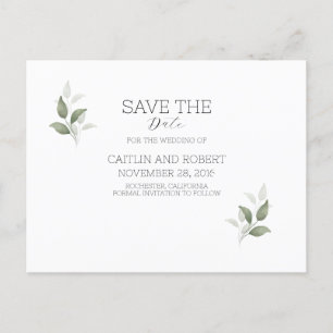 Greenery Modern Wedding Postcard
