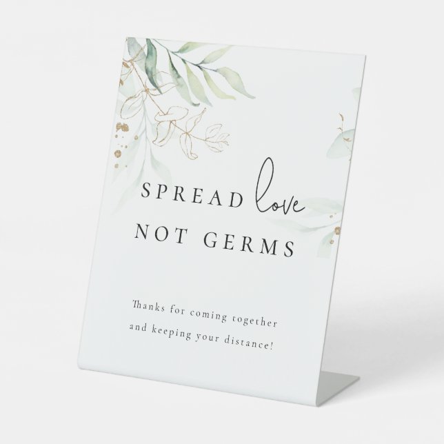  Greenery Modern Wedding Sanitising Station Pedestal Sign (Front)