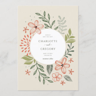 Greenery Modern Wedding Save The Date Invitation
