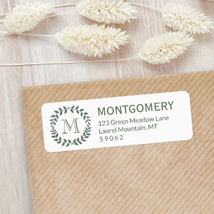 Greenery Monogram Rustic Country Return Address