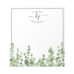 Greenery Monogram Script   From The Desk Of  Notep Notepad