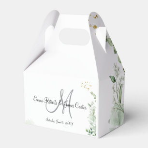 Greenery Monogram Wedding Favor Boxes