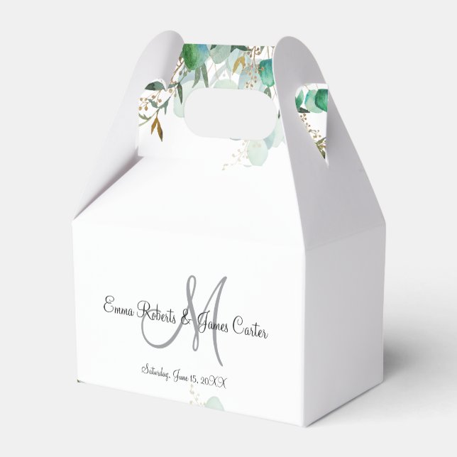 Greenery Monogram Wedding Favour Boxes (Front Side)