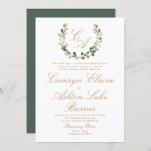 Greenery Monogram Wedding Invitation