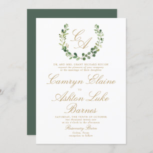 Greenery Monogram Wedding Invitation