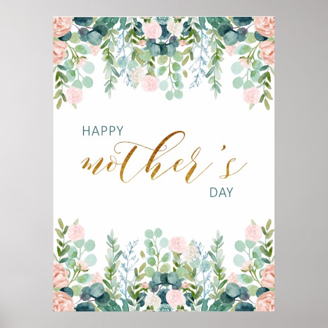 Greenery Mother's Day Greeting Card Poster (Front)