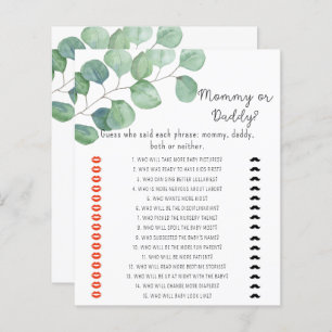 Greenery - mummy or daddy baby shower game