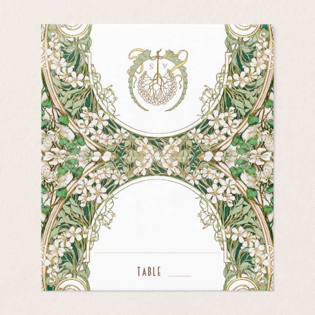 Greenery Name Cards Wedding Table Vintage (Outside Unfolded)