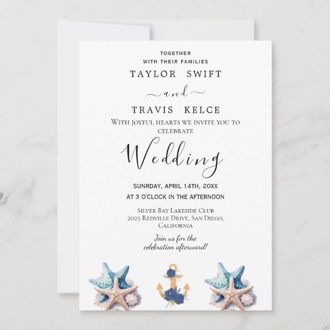 Greenery Nautical Wedding Invitation (Front)