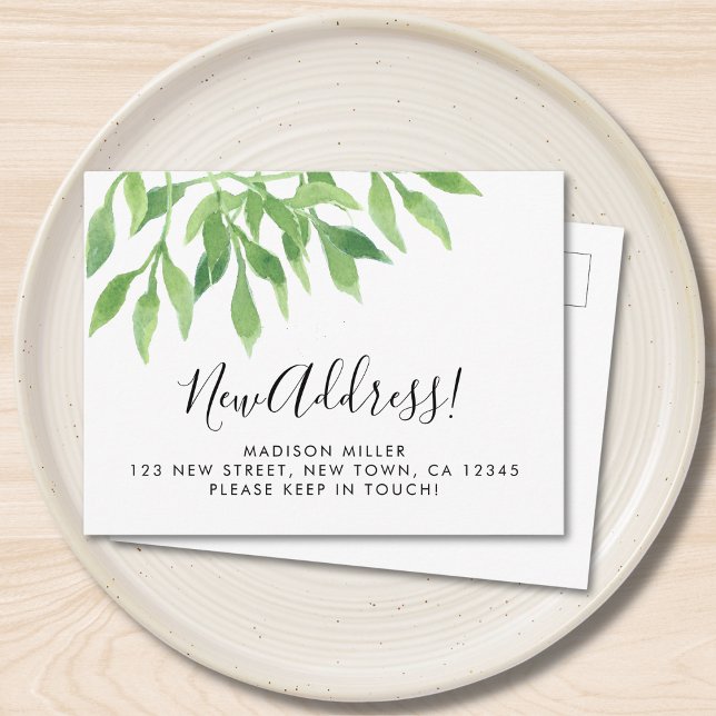 Greenery New Address Moving  Announcement Postcard (Creator Uploaded)