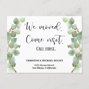 Greenery New Home Address Moving Announcement