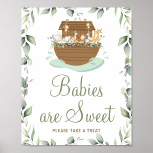 Greenery Noah's Ark Baby Shower Babies Sweet Treat Poster